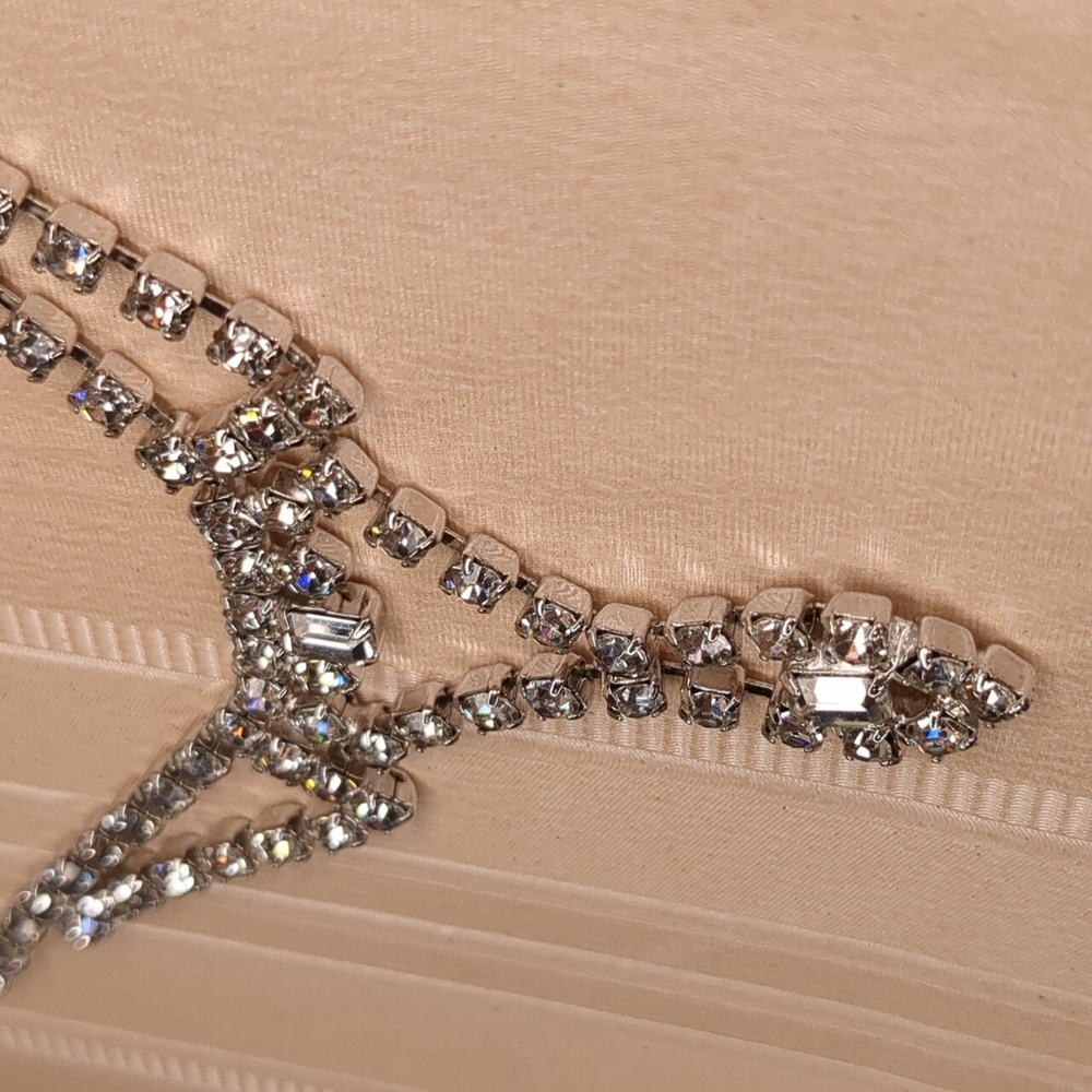 Vintage Rhinestone Statement Necklace Chocker Bib Style Elegant Formal Wedding - Picture 5 of 9